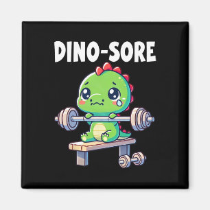 Dinosaur Gym Workout Fitness Lifting Weights Cute  Magnet