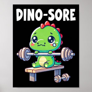 Dinosaur Gym Workout Fitness Lifting Weights Cute  Poster