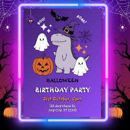 Dinosaur Halloween Birthday Kids Party Invitation