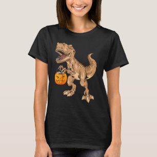 Dinosaur Halloween T Rex Boys Pumpkin Jackolantern T-Shirt