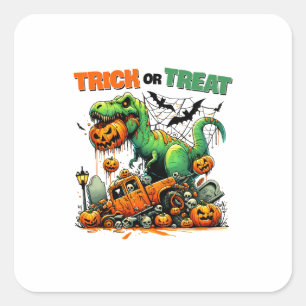 Dinosaur Halloween Trick or Treat Baby Bibs Square Sticker