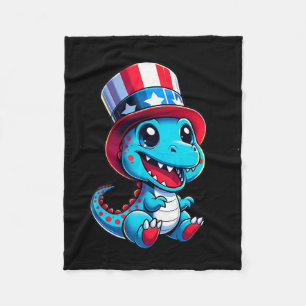 Dinosaur Happy 4th Of July Independence Day Men Wo Fleece Blanket