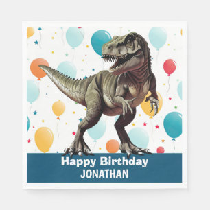 Dinosaur Happy Birthday Blue Napkin