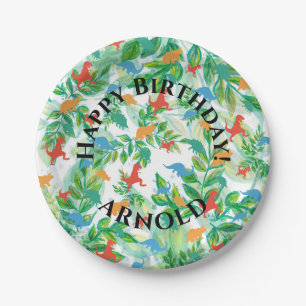 Dinosaur Happy birthday Jurassic Jungle Paper Plate