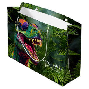 Dinosaur Happy Birthday kids Jungle Large Gift Bag