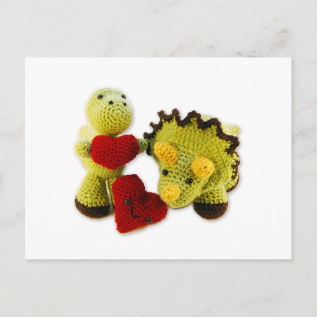 Dinosaur +  Hearts Postcard (Front)