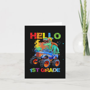 Dinosaur Hello 1st Grade Back To School First Day Card