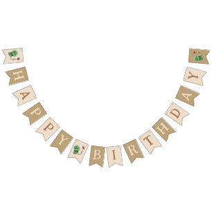 Dinosaur holding Balloons Birthday Bunting Flags