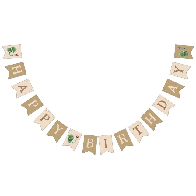 Dinosaur holding Balloons Birthday Bunting Flags (All)