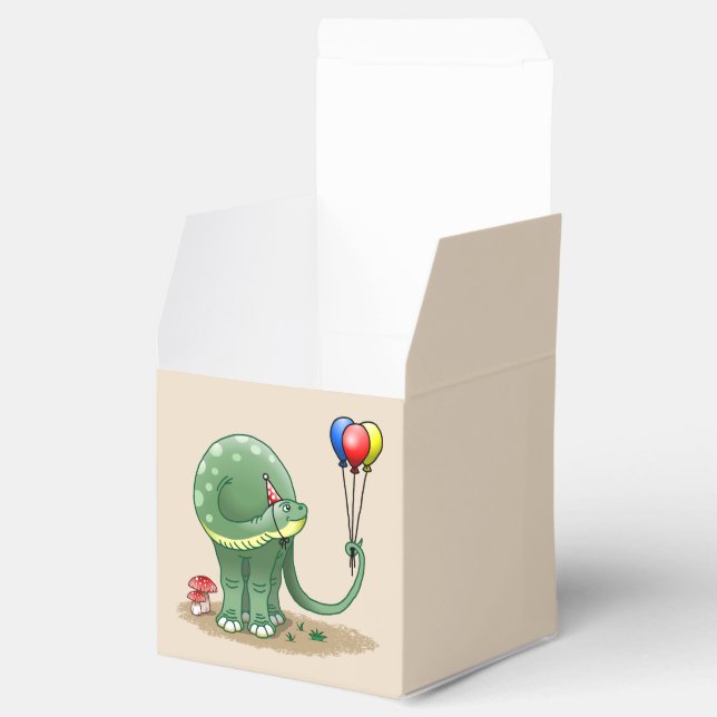 Dinosaur holding Balloons Birthday Favor Box (Opened)