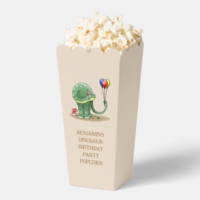 Dinosaur holding Balloons Popcorn Favor Box (Popped)