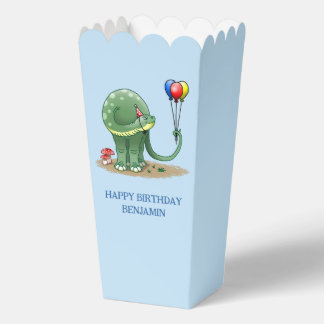 Dinosaur holding Three Balloons Popcorn Favor Box