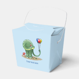 Dinosaur Holding Three Colourful Balloons Favor Box