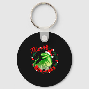 Dinosaur Holiday Merry Christmas Juric Tyrannosaur Keychain