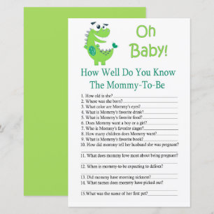Dinosaur How well do you know baby shower game