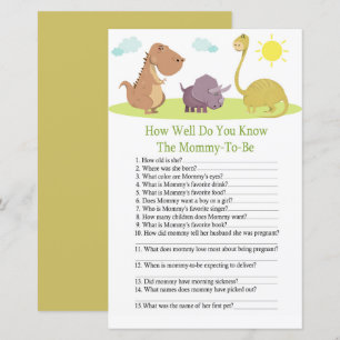 Dinosaur how well do you know baby shower game