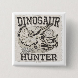Dinosaur Hunter Design by Mudge Studios 2 Inch Square Button