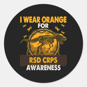 Dinosaur I Wear Orange For Rsd Crps Awareness  Classic Round Sticker