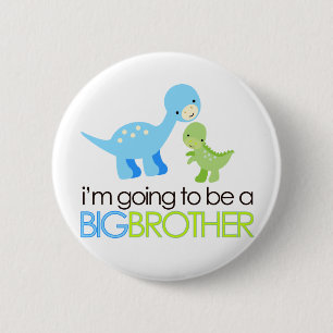 Dinosaur I'm Going to Be A Big Brother 2 Inch Round Button
