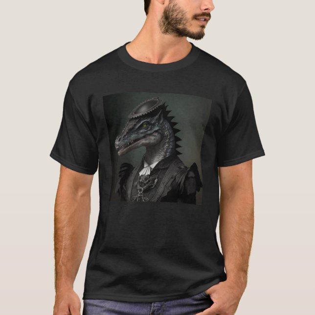 Dinosaur in Goth Style Gothic Artwork T-Shirt (Front)
