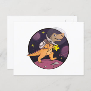 Dinosaur in Space Holiday Postcard
