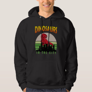 Dinosaur in the City Dinosaur Design Hoodie