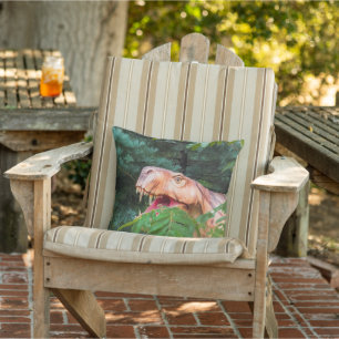 Dinosaur in the forest. outdoor pillow