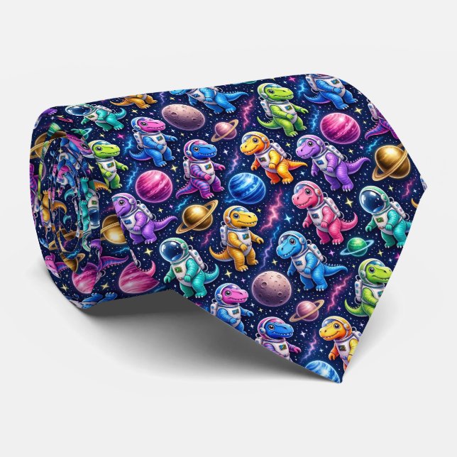 Dinosaur Intergalactic Planets Solar System Tie (Rolled)