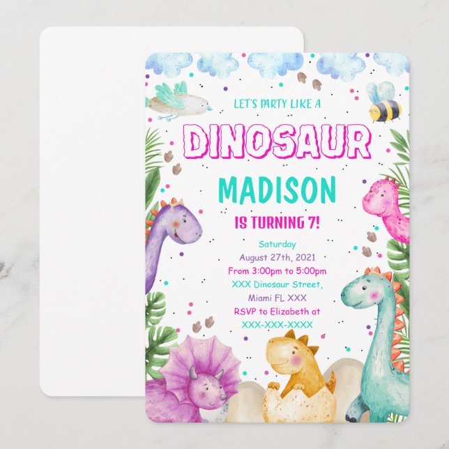 Dinosaur Invitation (Front/Back)