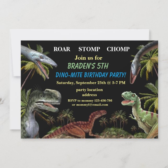 Dinosaur invitation anniversaire (Devant)