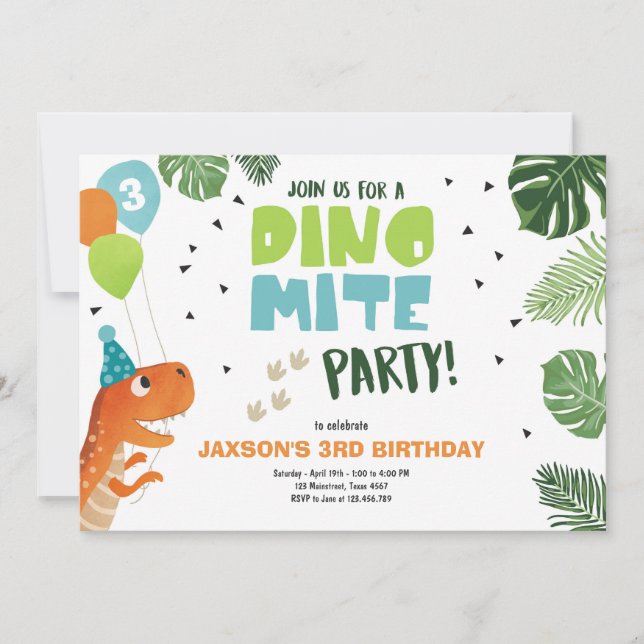 Dinosaur invitation anniversaire Dino mite T-Rex f (Devant)