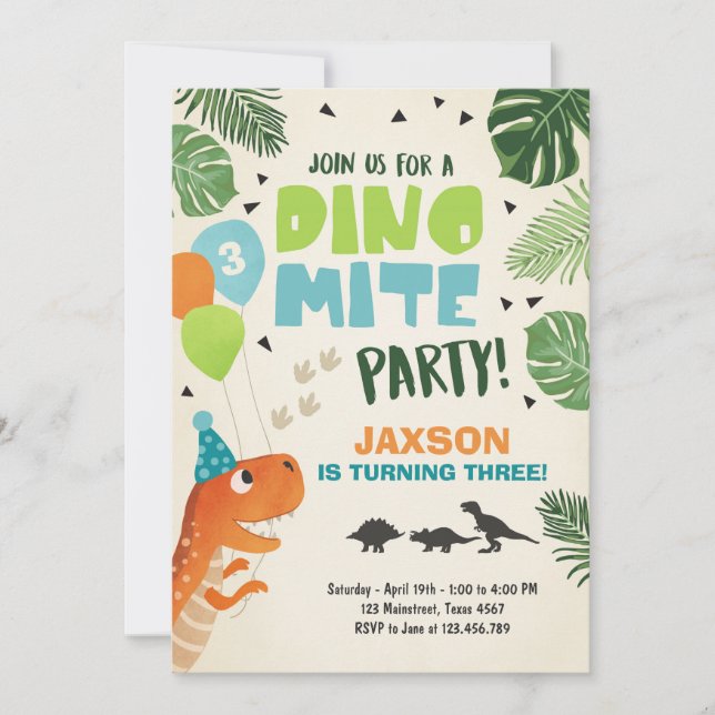 Dinosaur invitation anniversaire Dino mite T-Rex f (Devant)