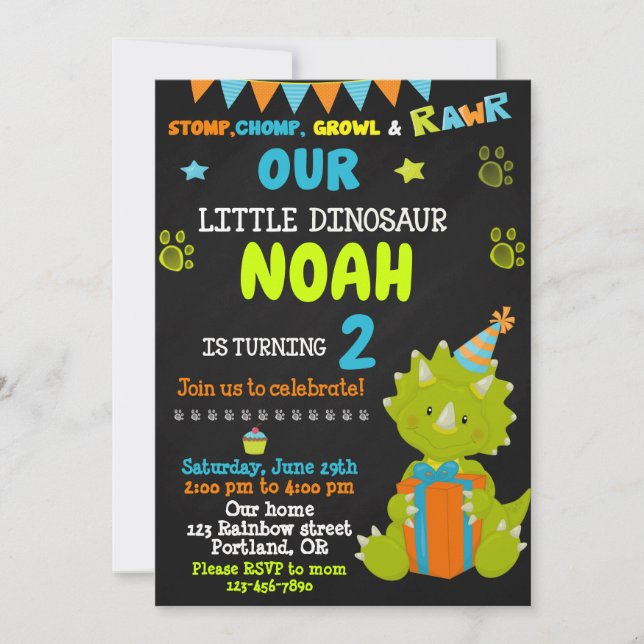 Dinosaur invitation anniversaire Dinosaur invitati (Devant)