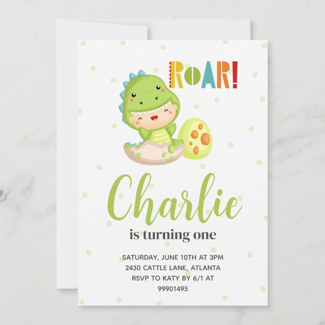 Dinosaur Invitation Anniversaire, Invitation Anniv (Devant)