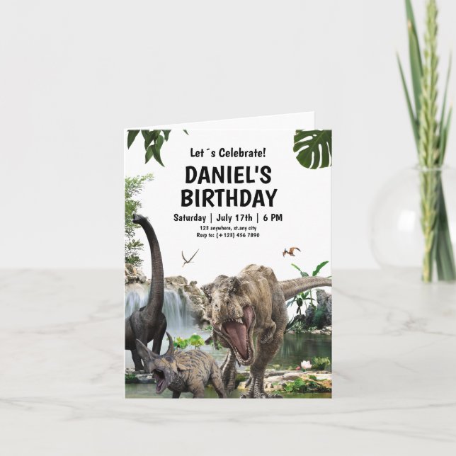 Dinosaur invitation anniversaire T REX Anniversair (Devant)