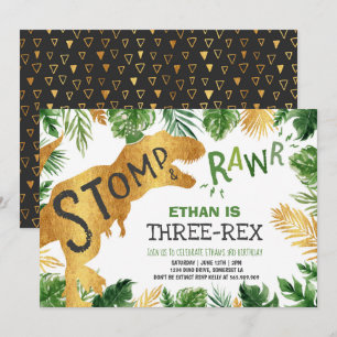 Dinosaur Invitation d'anniversaire à trois rapport