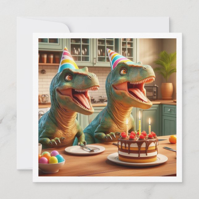 Dinosaur invitation d'anniversaire, animaux de la  (Devant)