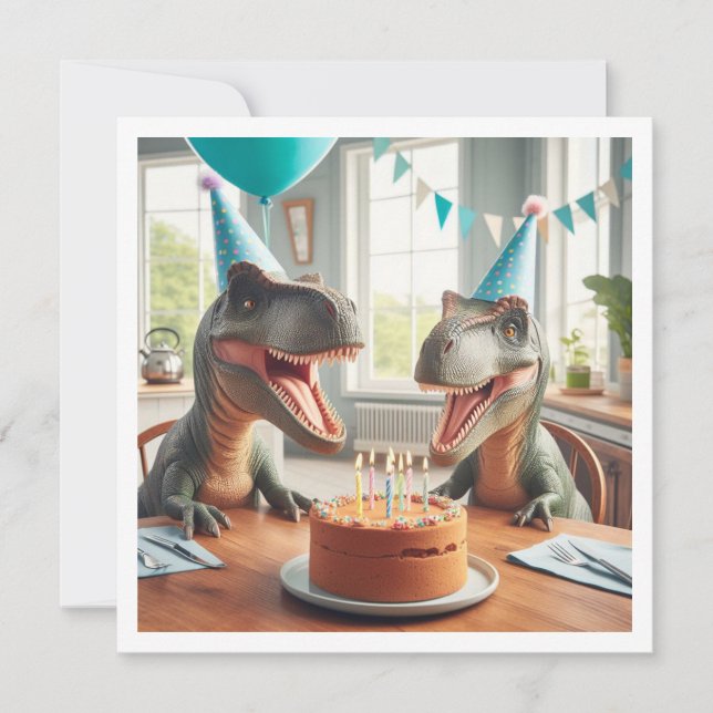 Dinosaur invitation d'anniversaire, animaux de la  (Devant)