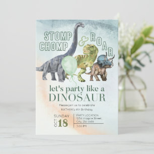 Dinosaur invitation d'anniversaire, Stomp Chomp et