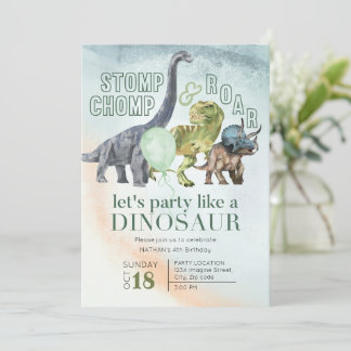 Dinosaur invitation d'anniversaire, Stomp Chomp et
