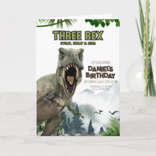 Dinosaur Invitation d'anniversaire Trois Rex