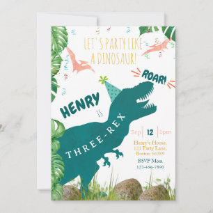 Dinosaur Invitation d'anniversaire Trois Rex Invit