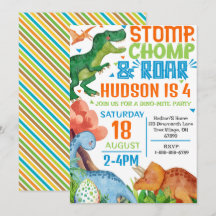 Dinosaur Invitation de fête d'anniversaire Personn