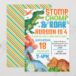 Dinosaur Invitation de fête d'anniversaire Personn