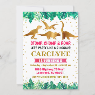 Dinosaur Invitation, Dinosaur Birthday Invitation