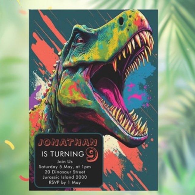  Dinosaur Invitation, Dinosaur Birthday Invites  (Roar into adventure with our vibrant dinosaur birthday invitations! )