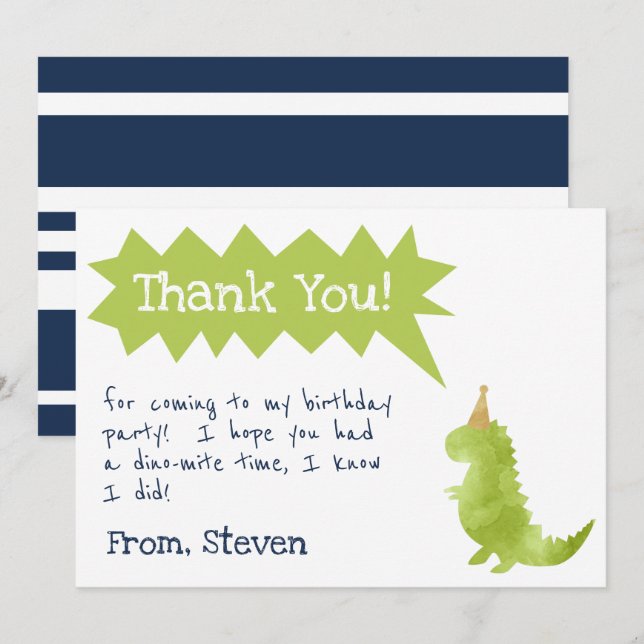 Dinosaur Invitation Stomp and Chomp Birthday boy (Front/Back)