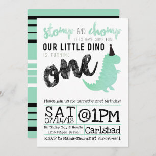 Dinosaur Invitation Stomp and Chomp First Birthday
