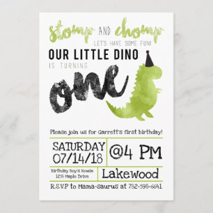 Dinosaur Invitation Stomp and Chomp First Birthday