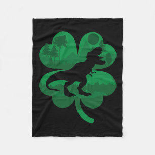 Dinosaur Irish Shamrock Trex Dinosaur St. Patricks Fleece Blanket